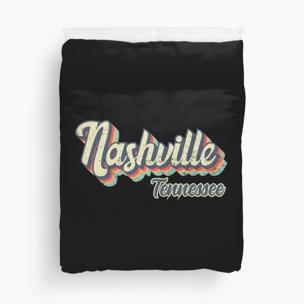 Nashville City Tennessee Retro Vintage 70s arc-en-ciel Housse de couette