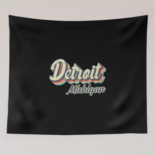 Item preview, Detroit City Michigan Retro Vintage 70s rainbow designed and sold by Teelogic.