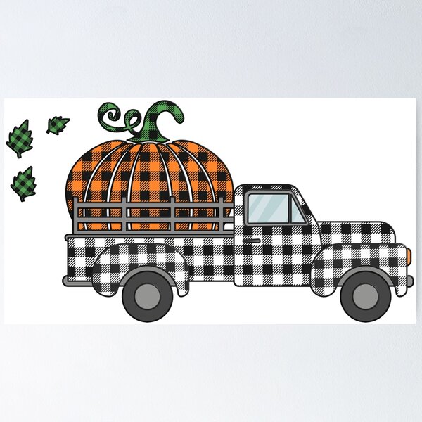 Item preview, Hello Fall: Plaid Farm Truck with Pumpkin designed and sold by Happy Puppy Print On Demand.