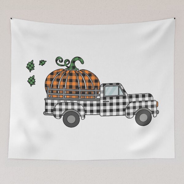 Item preview, Hello Fall: Plaid Farm Truck with Pumpkin designed and sold by Happy Puppy Print On Demand.