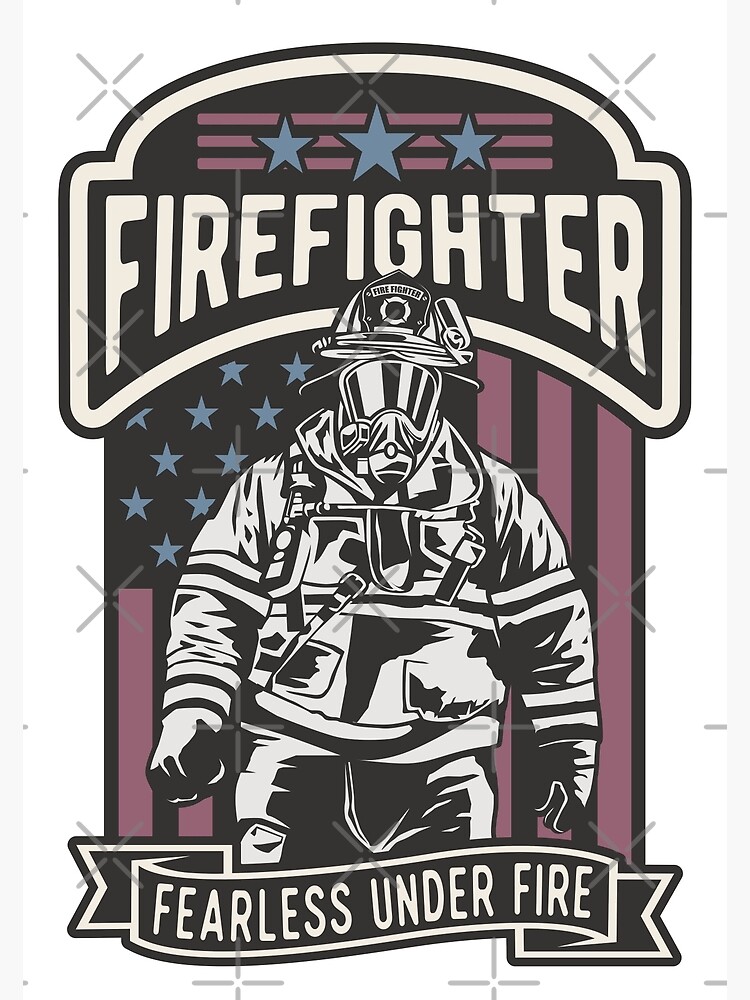 "Firefighter Fireman US Fire Dept American Flag" Poster for Sale by