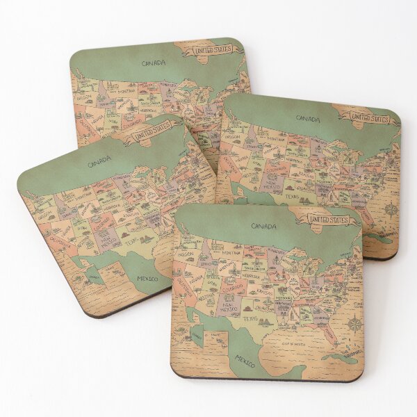 Item preview, Colorful Vintage USA Map  designed and sold by Sheridan T.