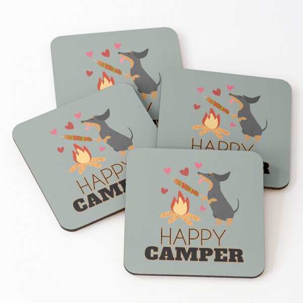 Item preview, Cute Happy Camper Dog | Campfire Dachshund  designed and sold by JooArtPrints  ★★★★★.
