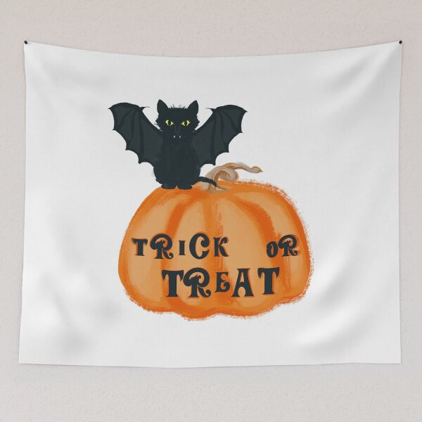Item preview, Cute Bat cat on pumpkin Halloween designed and sold by orangerinka.