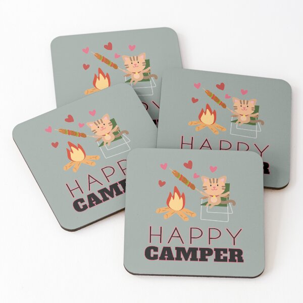 Item preview, Kawaii Happy Camper Cat with Campfire  designed and sold by JooArtPrints  ★★★★★.