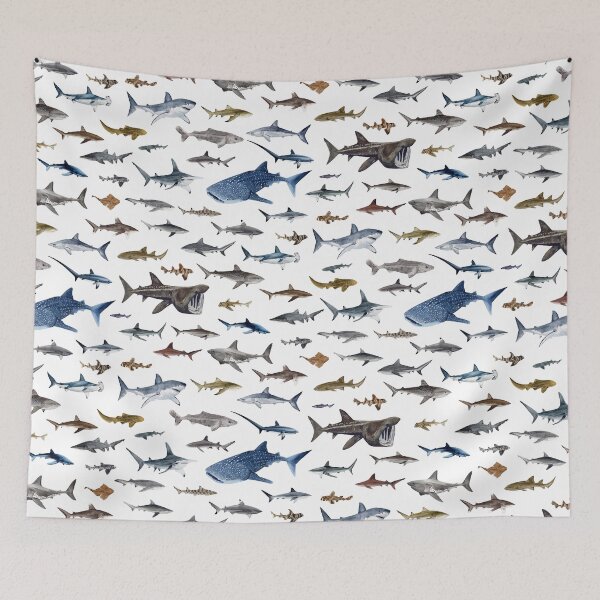 Item preview, SHARKS poster-white designed and sold by BEATRIZ ABAITUA.