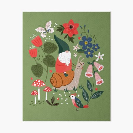 Item preview, Whimsical garden gnome riding snail designed and sold by sallymountain.