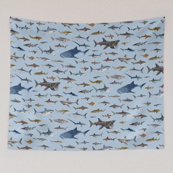 Item preview, SHARKS poster-light blue designed and sold by BEATRIZ ABAITUA.