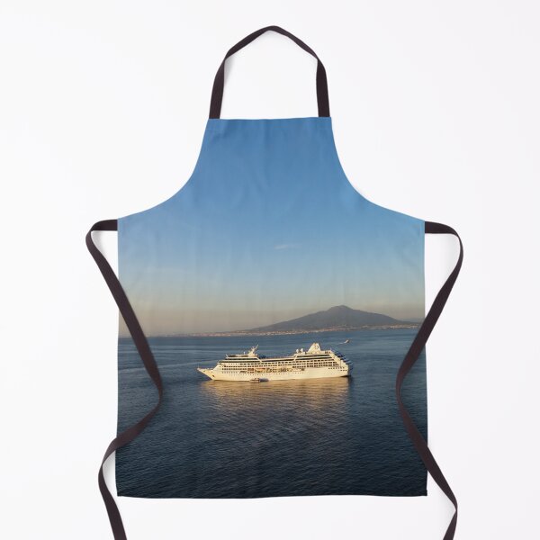 Item preview, Sunset Postcard from Sorrento - the Sea, the Cliffs and Vesuvius Volcano Behind the Cruise Ship designed and sold by Georgia Mizuleva.