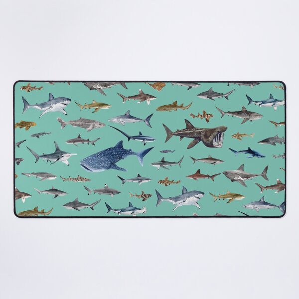 Item preview, SHARKS poster-turquoise designed and sold by BEATRIZ ABAITUA.