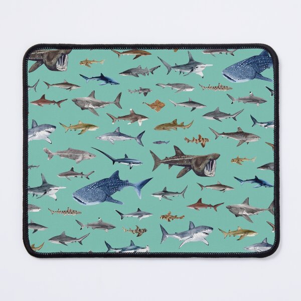 Item preview, SHARKS poster-turquoise designed and sold by BEATRIZ ABAITUA.