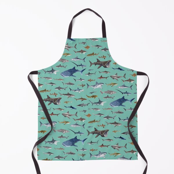Item preview, SHARKS poster-turquoise designed and sold by BEATRIZ ABAITUA.