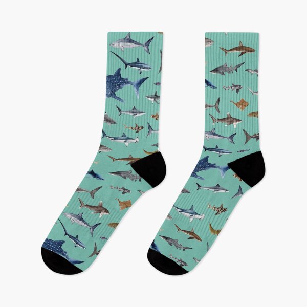 Item preview, SHARKS poster-turquoise designed and sold by BEATRIZ ABAITUA.