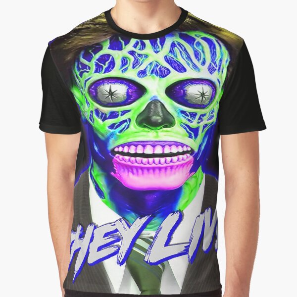 THEY LIVE - Blue & Green Graphic T-Shirt