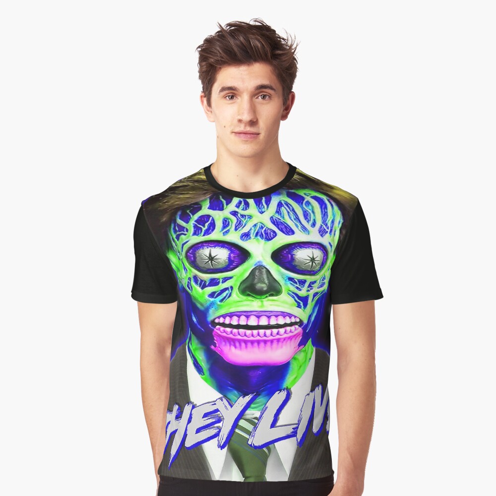 THEY LIVE - Blue & Green Graphic T-Shirt