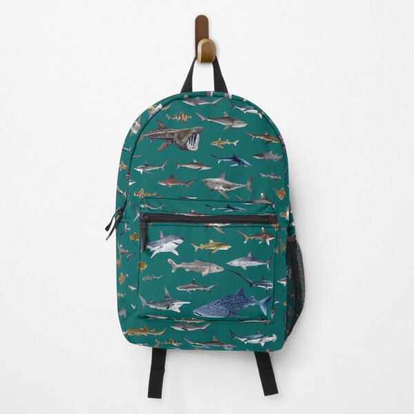 Item preview, SHARKS poster-dark turquoise designed and sold by BEATRIZ ABAITUA.