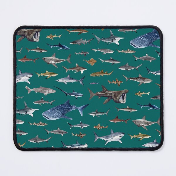 Item preview, SHARKS poster-dark turquoise designed and sold by BEATRIZ ABAITUA.