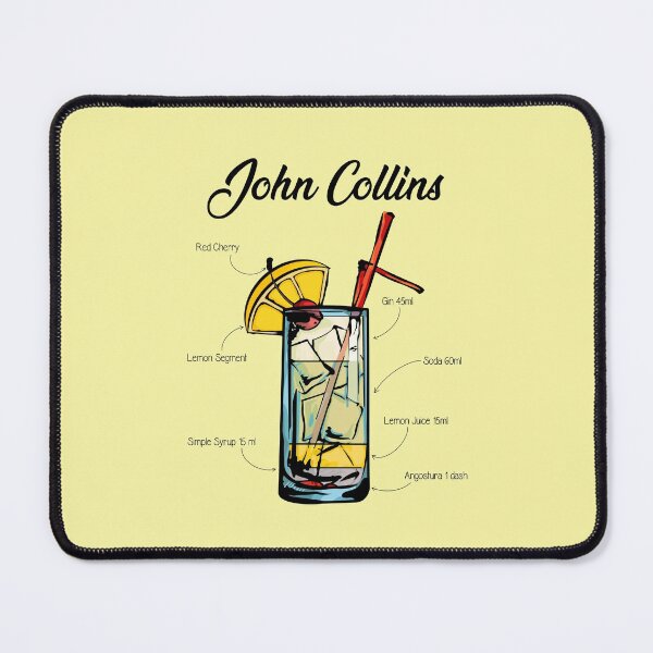 Item preview, John Collins Cocktail Recipe designed and sold by HuckleberryArts.