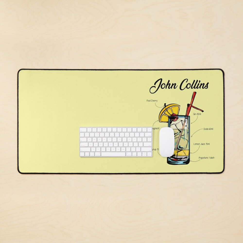 John Collins Cocktail Midcentury Poster Cocktail Recipe 