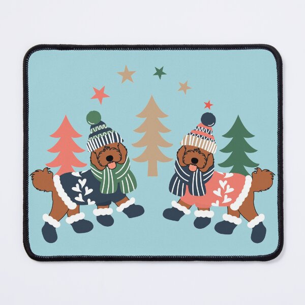 Item preview, Happy Red Cockapoo Cavapoo Cavoodle Dog in Winter designed and sold by Lulupainting.