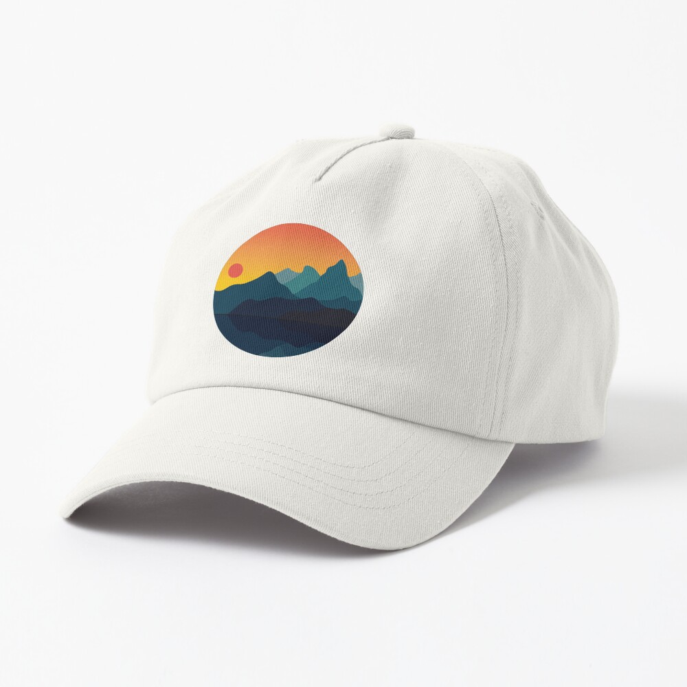 Unstructured Mountain Sunset Hat Relaxed Fit Hat Embroidered 