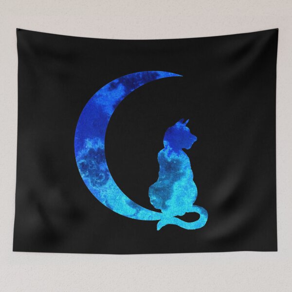 Item preview, Blue Crescent Moon and Cat designed and sold by Sebastian Grafmann.