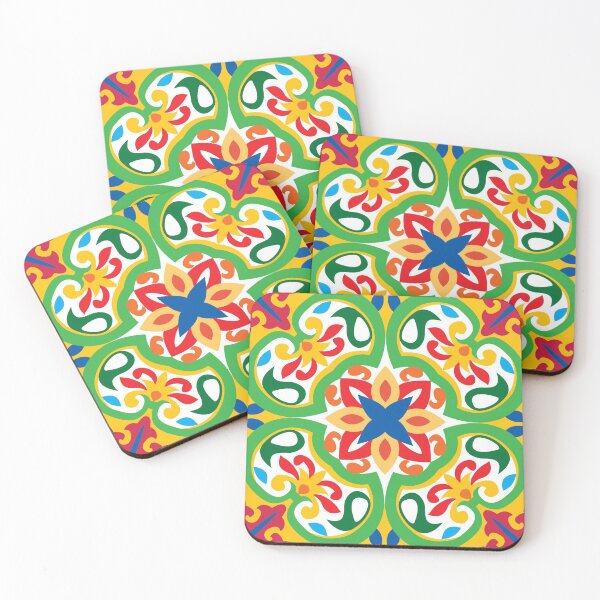 Item preview, Happy Azulejos tiles, purple and yellow, beautiful shapes designed and sold by FK-UK.