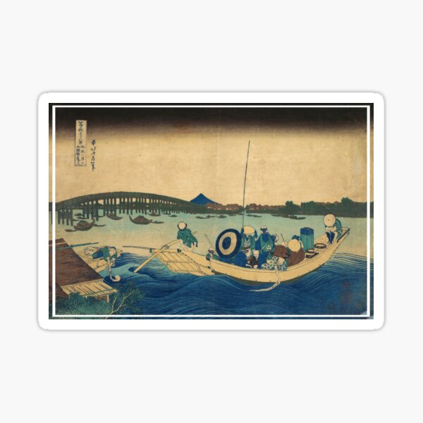 Item preview, Sunset over Ryogoku Bridge from the Onmaya Embankment by Katsushika Hokusai designed and sold by DragonXX.