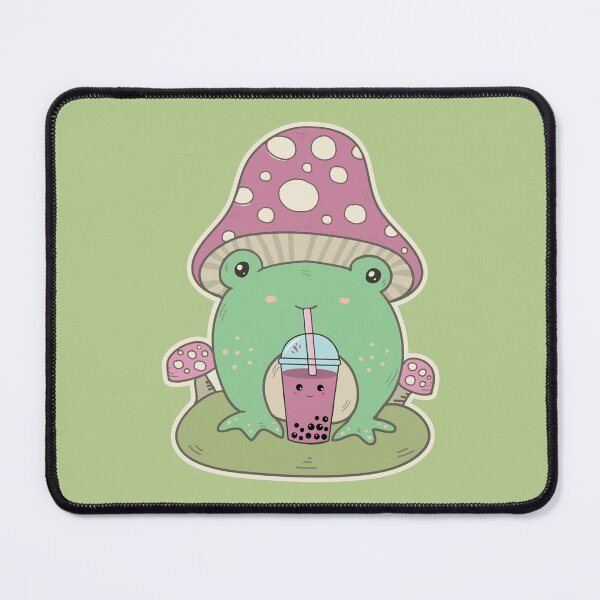 Item preview, Cottagecore Frog Drinking Boba Tea - Green designed and sold by GrimButterfly.
