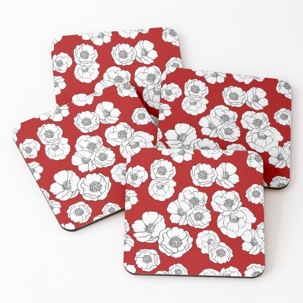 Item preview, Red and White Poppy Flower  designed and sold by KaranSaengarun.