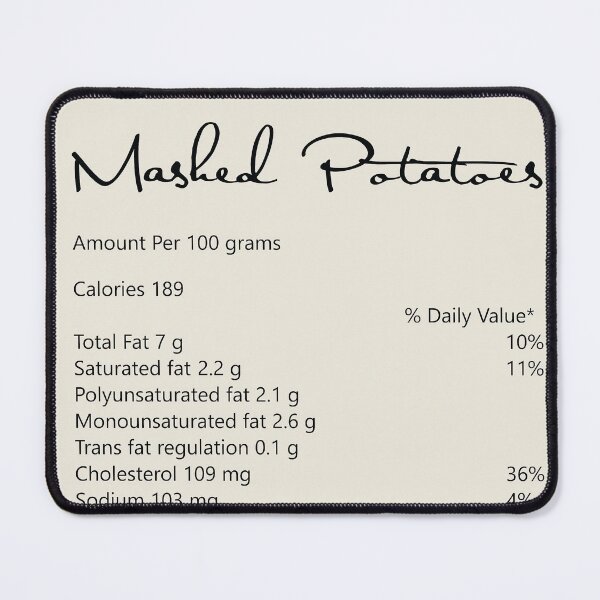 Item preview, Mashed Potatoes Nutrition facts designed and sold by hockeng.
