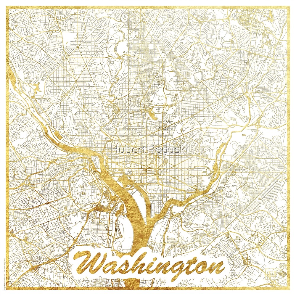  Washington Map Gold by HubertRoguski