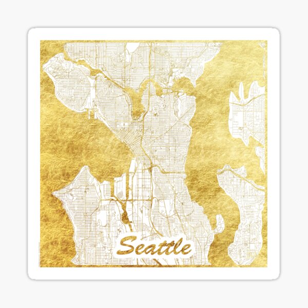 Seattle Map Gold Sticker