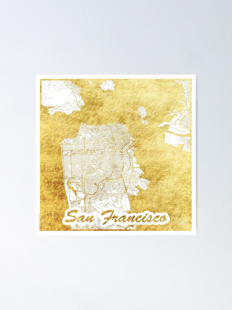 Alternate view of San Francisco Map Gold Poster