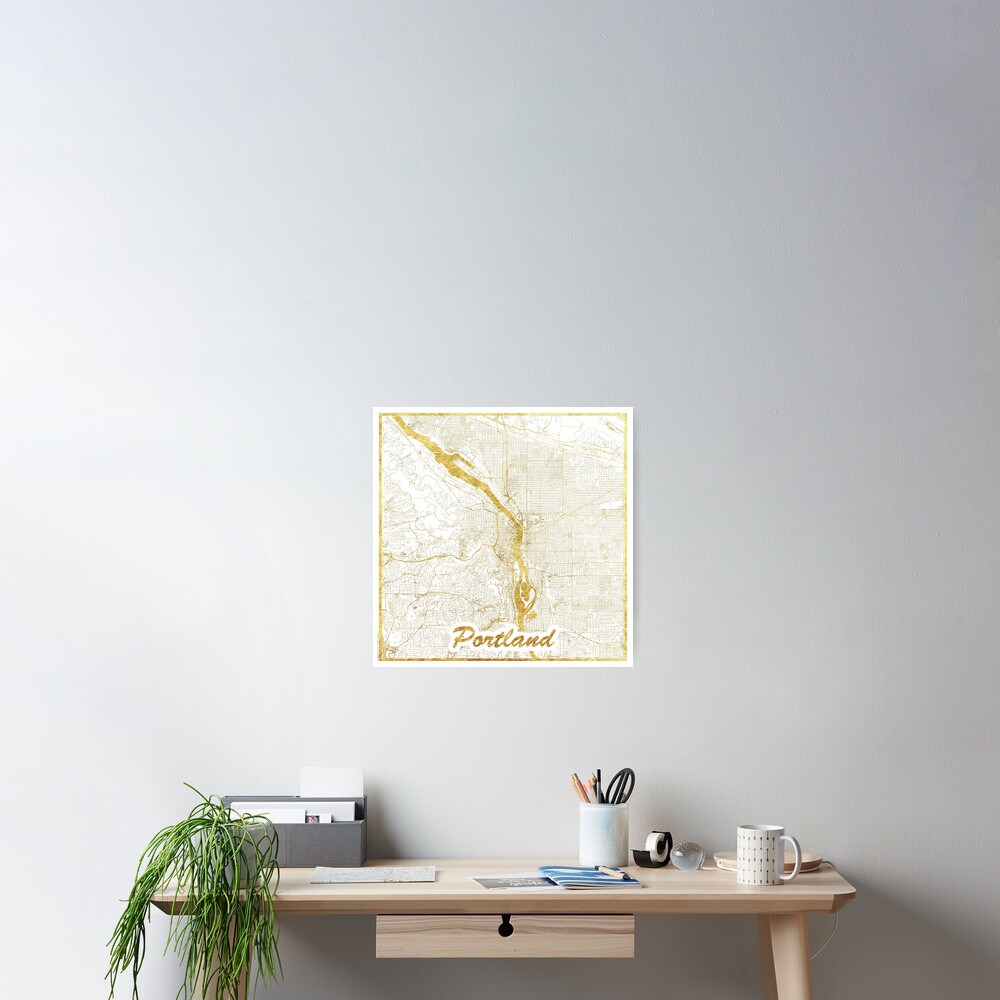 Portland Map Gold Poster