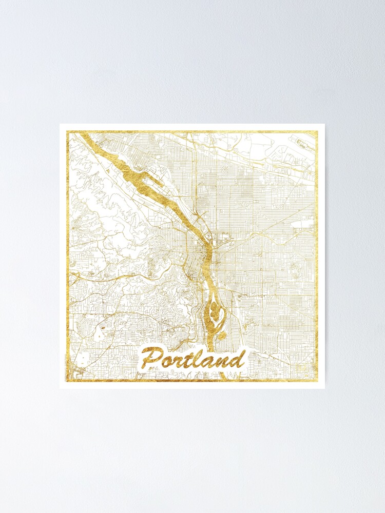 Alternate view of Portland Map Gold Poster