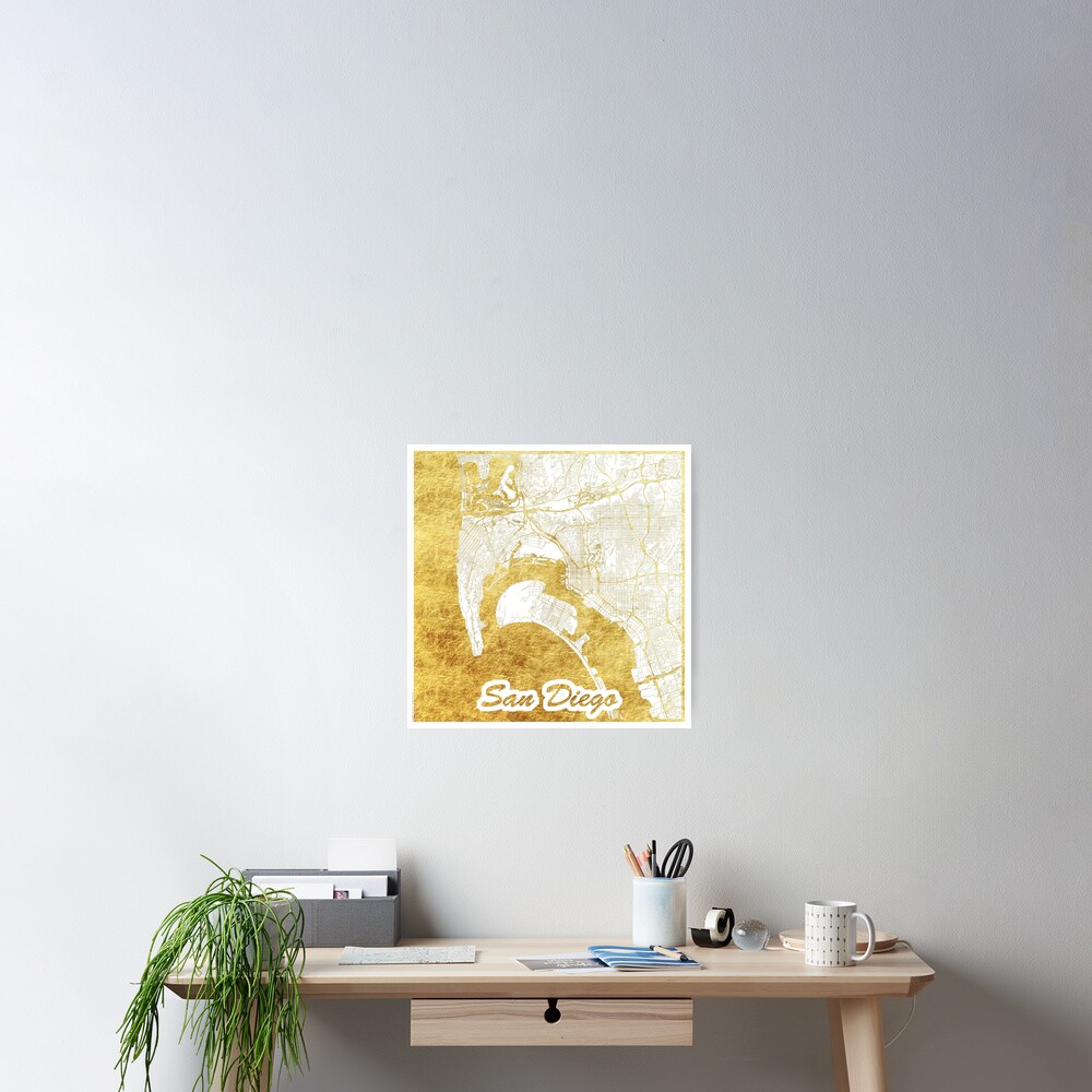 San Diego Map Gold Poster