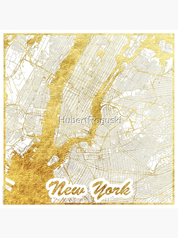 New York Map Gold by HubertRoguski