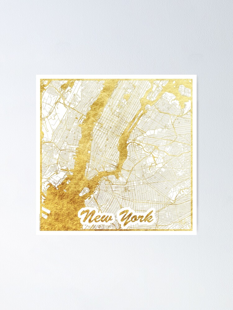 Alternate view of New York Map Gold Poster