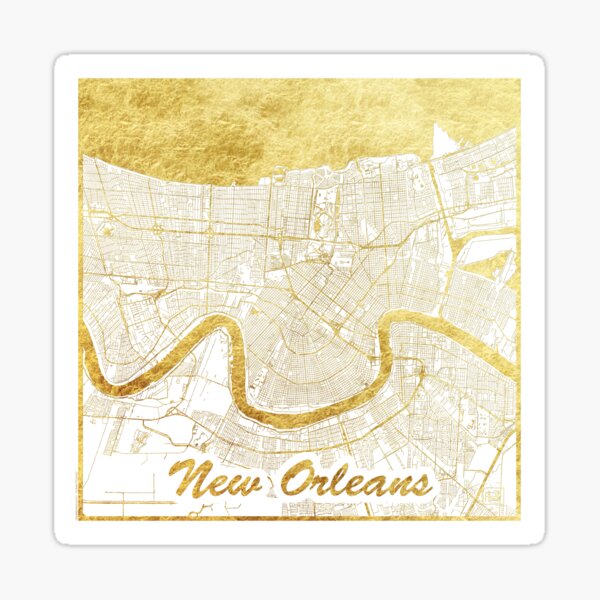 New Orleans Map Gold Sticker