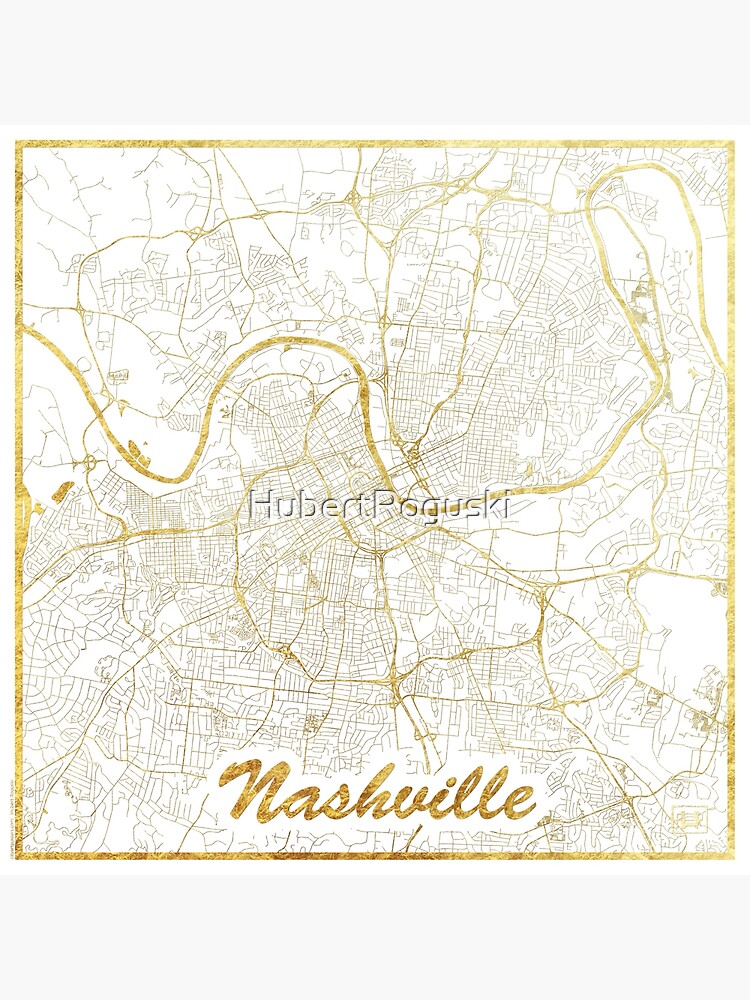 Nashville Map Gold by HubertRoguski