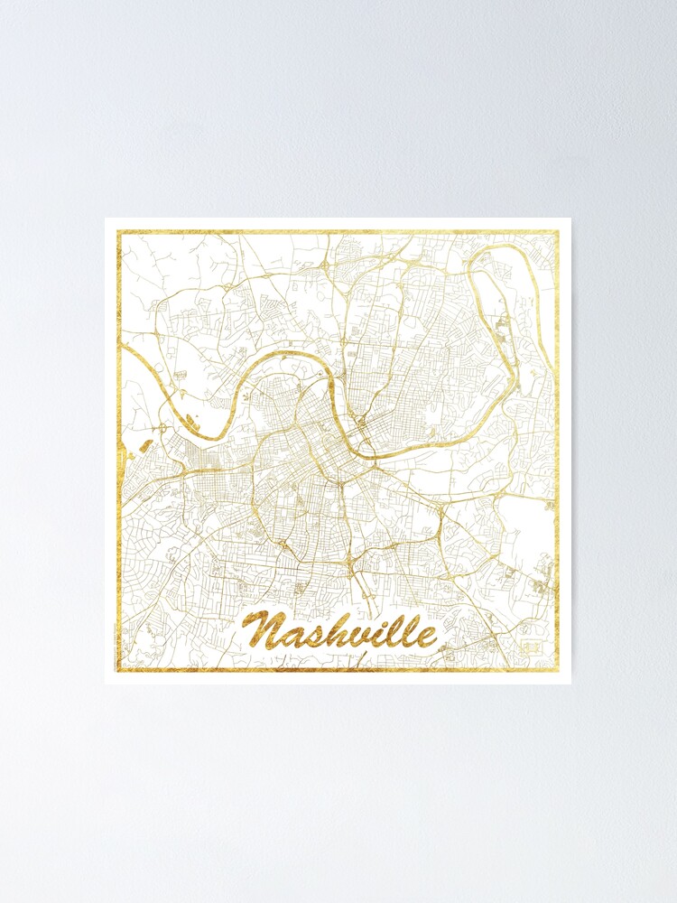 Alternate view of Nashville Map Gold Poster
