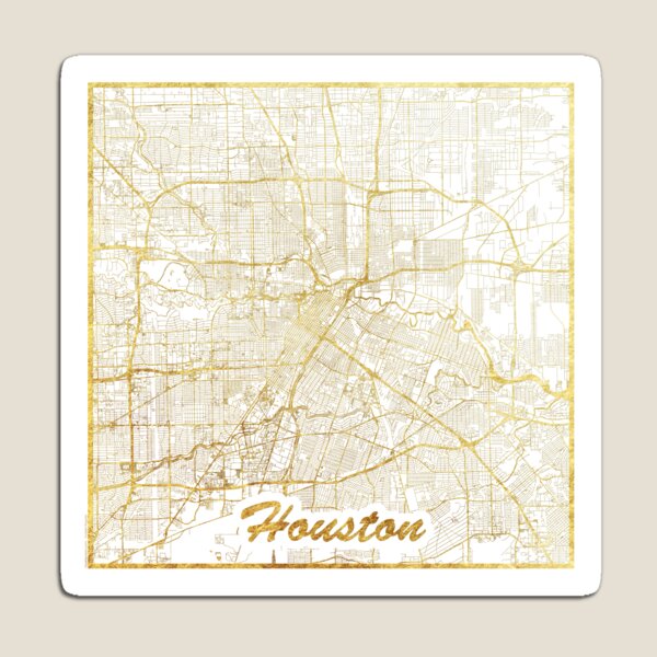 Houston Map Gold Magnet