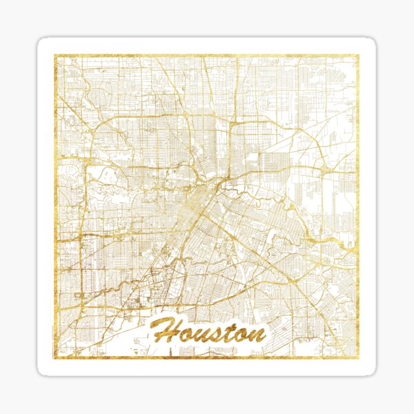 Houston Map Gold Sticker