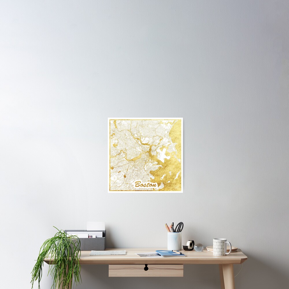 Boston Map Gold Poster