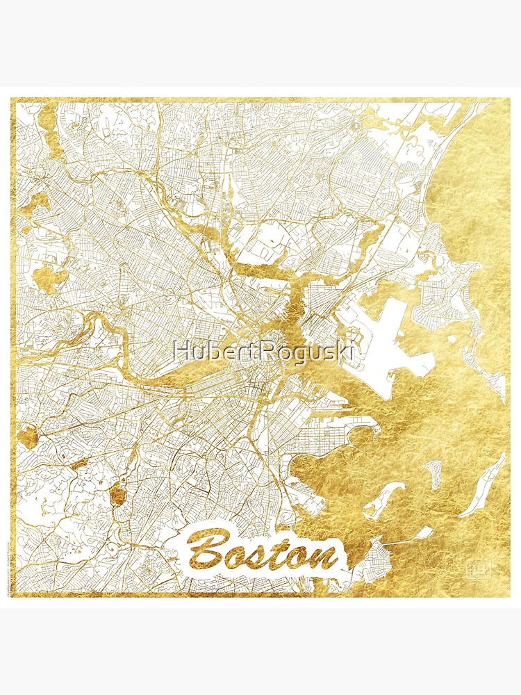 Boston Map Gold by HubertRoguski