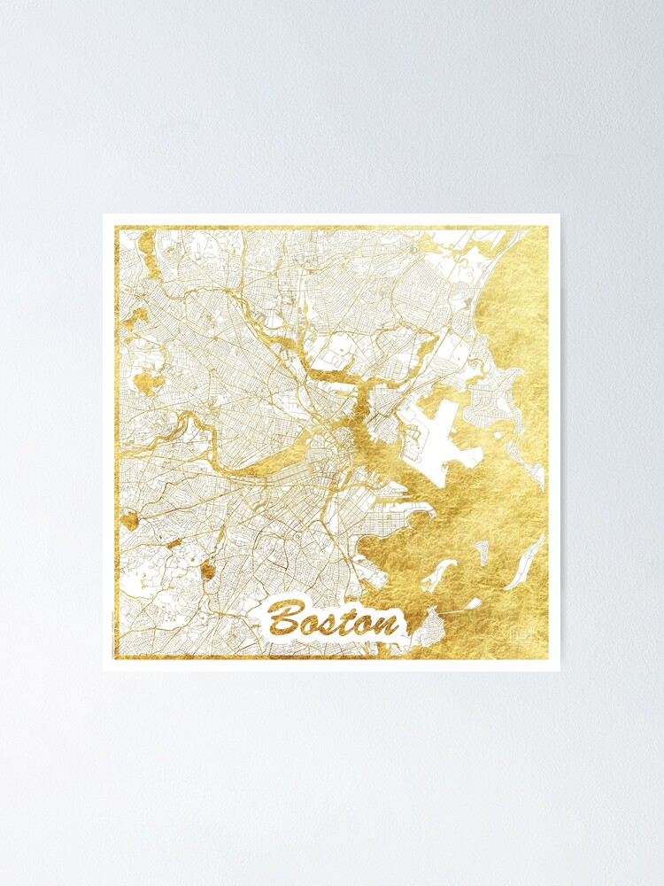 Alternate view of Boston Map Gold Poster