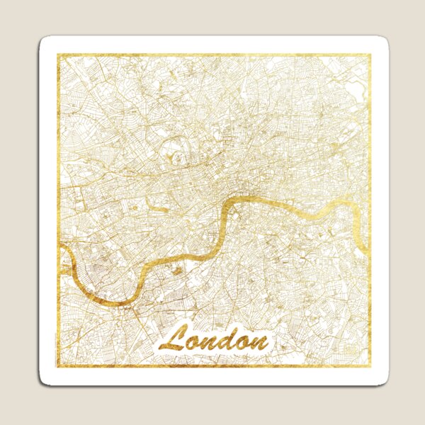 London Map Gold Magnet