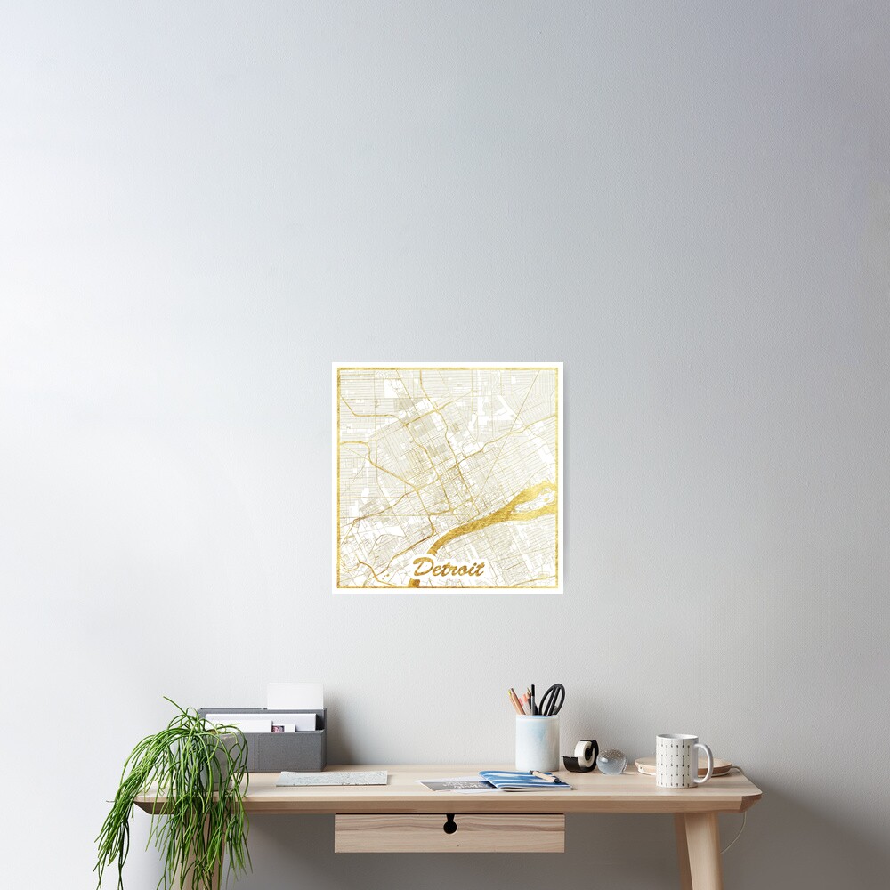 Detroit Map Gold Poster