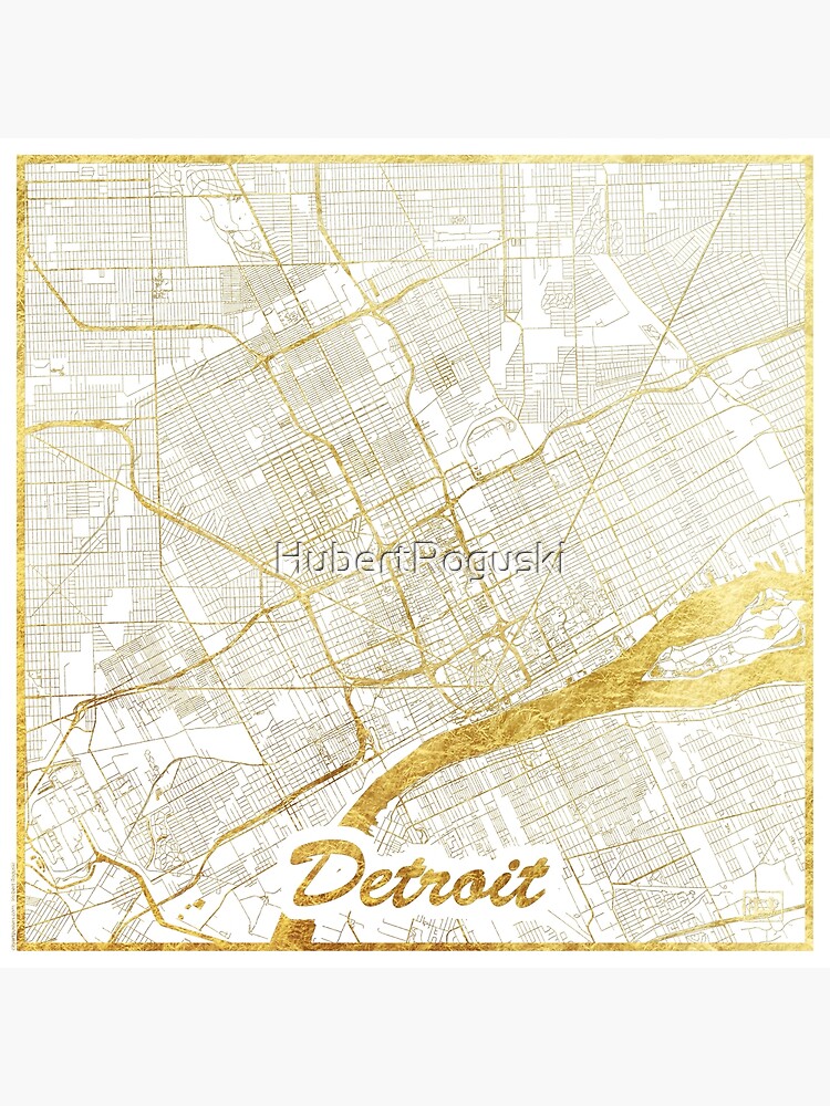 Detroit Map Gold by HubertRoguski